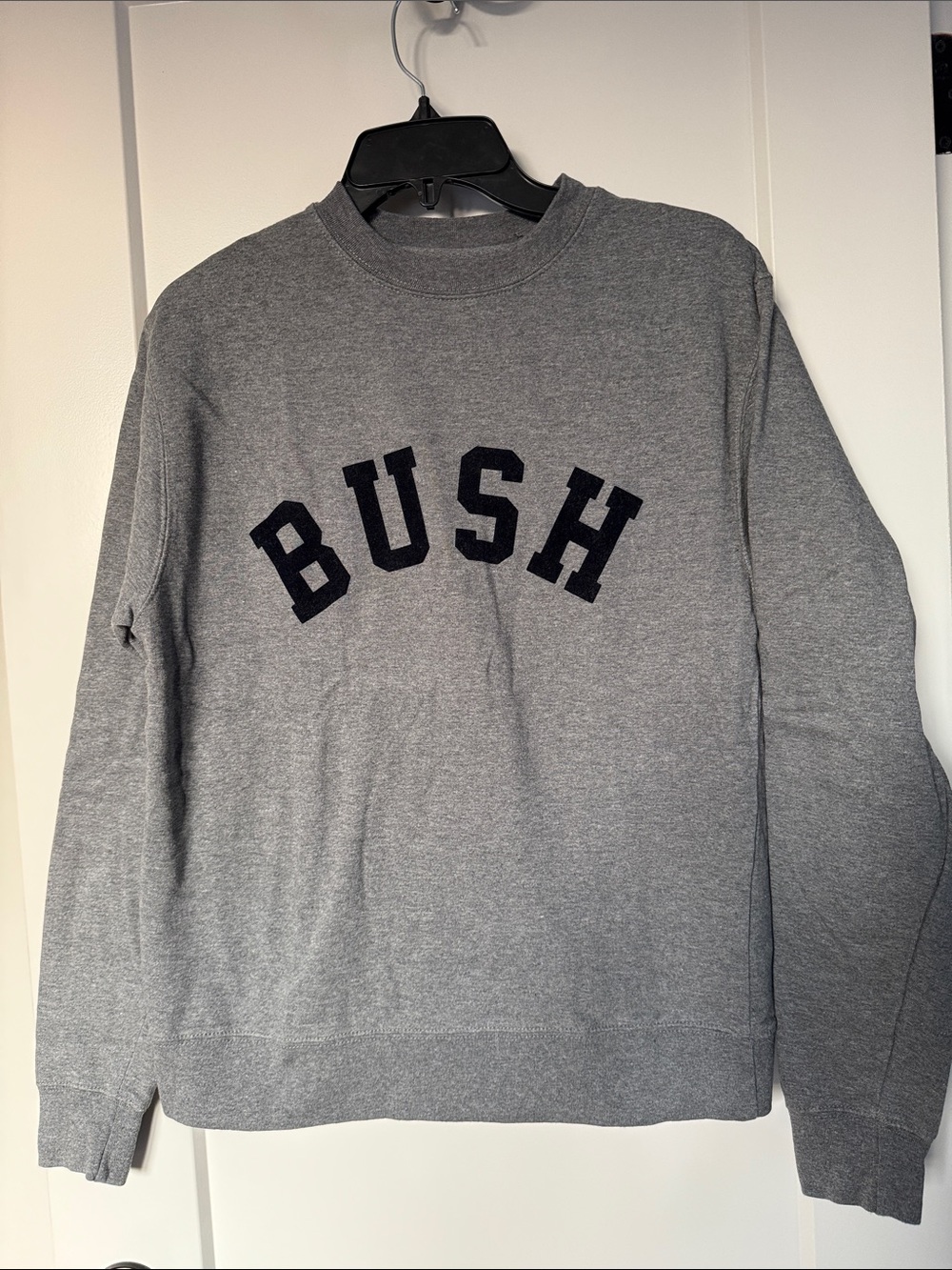 BUSH Gray Crewneck Sweatshirt with Navy Lettering